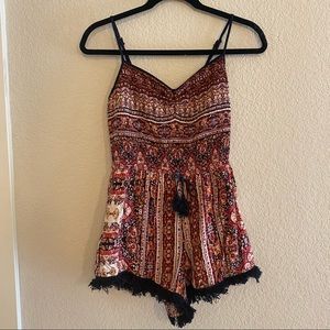 Patterned Romper With Pockets